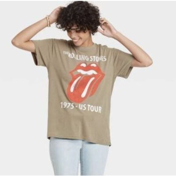 the Rolling Stones Tops - The Rolling Stones 1975 US Tour T-Shirt Green Plus Size NWOT
